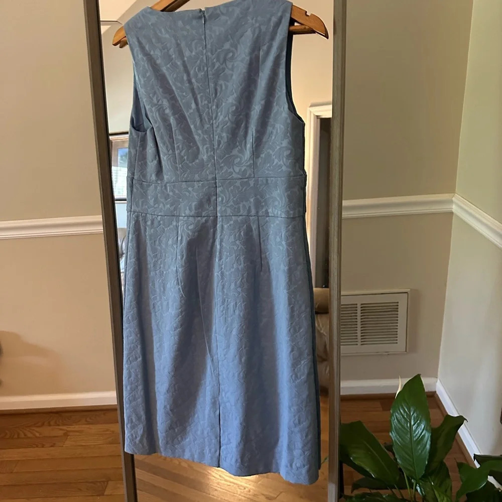 Bahari Light Blue Jacquard Trench Coat with Sheath Dress Size 14 - Picture 16 of 16